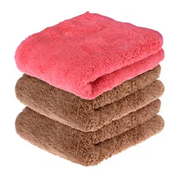 Kuber Industries Pink & Brown 3 Pieces Microfiber 350 GSM Bath Towel-70