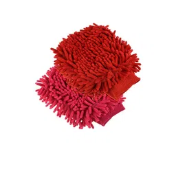 Kuber Industries Chenille Mitts Red & Pink 2 Pieces Hand Duster-75