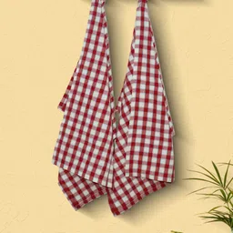 CDI 5 Pcs Red & White Checked Cotton Kitchen Towels-16