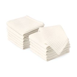 Encasa Homes Cream-Coloured Self-Designed 12 Pieces Cotton Eco Friendly Kitchen Towels-25