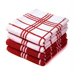 Encasa Homes Red & White 4 Pieces Checked Kitchen Towels-image-29