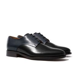 Rapawalk Blue & Black Handcrafted Standard Width Leather Derbys-image-89