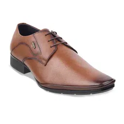 WALKWAY by Metro Men Tan Brown Textured Formal Leather Derbys-image-36