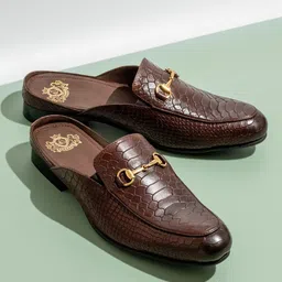 ATESBER by Inc.5 Men Textured Round Toe Leather Mules-image-0