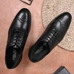 Cobblerz Men Basket Weave Textured Comfort Insole Leather Full Brogues-51