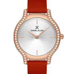 Daniel Klein Women Silver-Toned Dial & Red Leather Strap Analogue Watch DK.1.13209-5-image-66