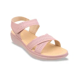 Metro Textured Velcro Open Toe Flats-80
