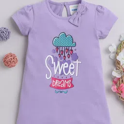 BUMZEE Girls Graphic Printed Cotton T-shirt Dress-picture-19