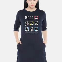 STATUS MANTRA Graphic Print Pure Cotton T-shirt Dress-image-11