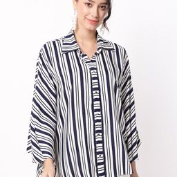 Ranng Seabreeze Vertical Striped Kaftan Shirt Style Top-image-81