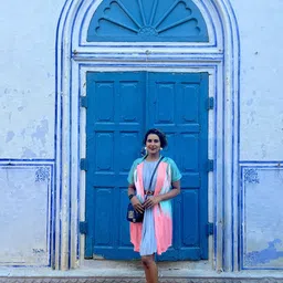 Athena Pink & Blue Colourblocked Shirt Dress-image-85