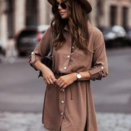 StyleCast Brown Roll-Up Sleeves Shirt Dress-picture-30