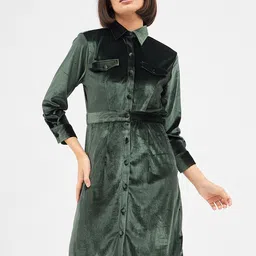 Kibo Solid Shirt Dress-image-87