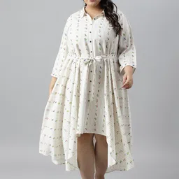 W Floral Printed A-Line Plus Size Midi Dress-image-94