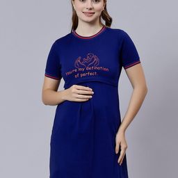 True Shape Typography Printed Cotton Maternity Sheath Dress-image-23