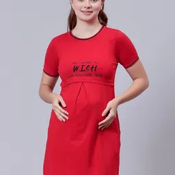 True Shape Typography Printed Cotton Maternity Sheath Dress-14