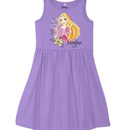 Disney by Wear Your Mind Purple Rapunzel Printed Cotton Fit & Flare Dress-28