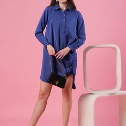 Globus Asymmetric Satin Shirt Dress-image-76