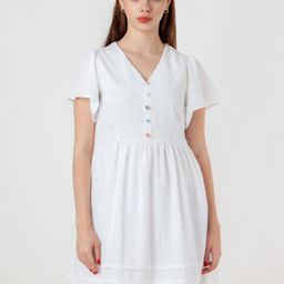 Zink London V-Neck Pleated Fit And Flare Dress-image-37