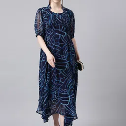 Souchii Abstract Printed Fit & Flared Dress-image-1