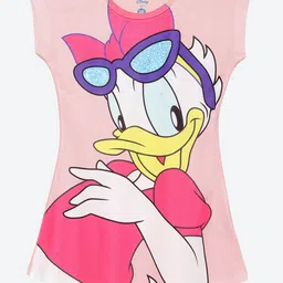 YK Disney Girls Round Neck Donald Duck Printed Cotton T-Shirt Dress-image-43