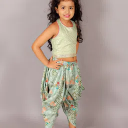 LIL DRAMA Girls Foil Printed Top with Dhoti Pants-image-75