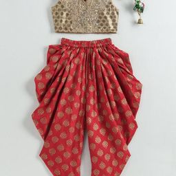 Twisha Girls Mandarin Collar Embroidered Top with Dhoti Pants-picture-45