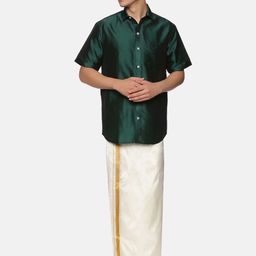 Sethukrishna Men Green & White Clothing Set-picture-0