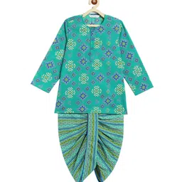 Campana Boys Printed Regular Pure Cotton Straight Kurta With Dhoti Pants-31
