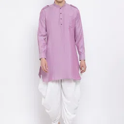 VASTRAMAY Men Purple Kurta with Dhoti Pants-image-20