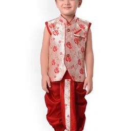 BAESD Boys Woven Design Mandarin Collar Regular Kurta with Dhoti Pants-54