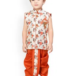 BAESD Infants Boys Floral Printed Mandarin Collar Kurta With Dhoti Pants-18