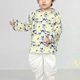 Polka Tots Infants Kids Ethnic Motifs Printed Angrakha Kurta with Dhoti Pants-26