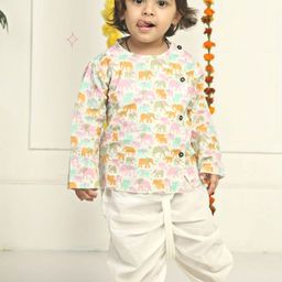 Polka Tots Infants Kids Ethnic Motifs Printed Angrakha Kurta with Dhoti Pants-15