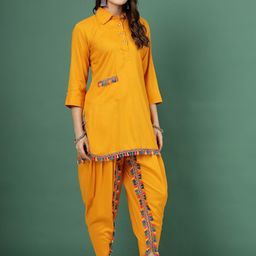 Clora Creation shirt Collar Three-Quarter Sleeves Kurti with Dhoti Pants-33