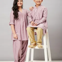 Stylo Bug Girls Purple Kurta with Dhoti Pants-picture-17