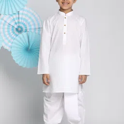 VASTRAMAY Boys White Kurta with Dhoti Pants-picture-55