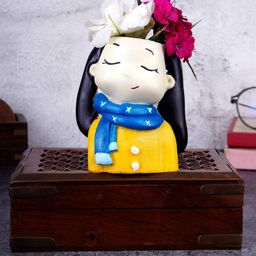 FASHIYANOOBlue & Yellow Small Pot Showpiece-1