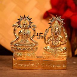 CraftVatika Gold Toned Ganesh Lakshmi Statue Showpiece-image-32