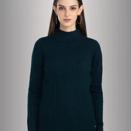 Moda Elementi Cable Knit Self Design Turtle Neck Sweater-image-91