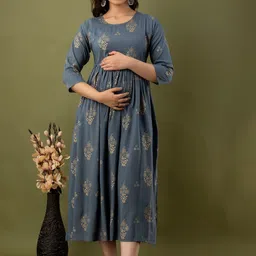 Mialo fashion Printed Maternity Feeding Ethnic Dress-image-30