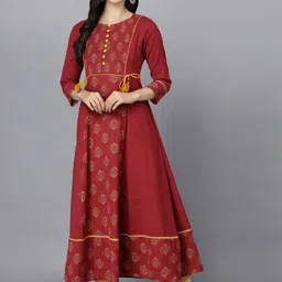 MAAND Ethnic Motifs Printed Tie-Up Kurta-image-46
