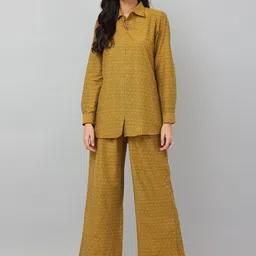 KAANCHIE NANGGIA Women Mustard Printed Shirt with Palazzos-image-34