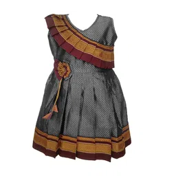 BAESD Infant Self Design Print V-Neck Sleeveless Cotton Pleated Fit & Flare Dress-image-39