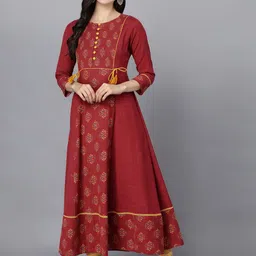 HERE&NOW Women Ethnic Motifs Printed Anarkali Kurta-15