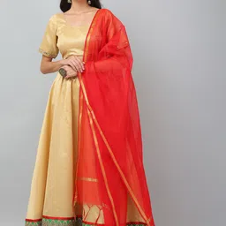 KAANCHIE NANGGIA Beige & Red Mirror Work Ready to Wear Lehenga & Blouse With Dupatta-picture-33