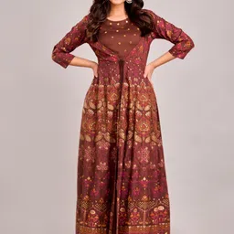ftDiva Floral Printed Gathered Maxi Ethnic Dress-picture-10