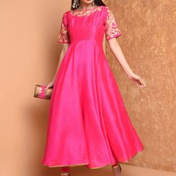 KAANCHIE NANGGIA Floral Embroidered Zari Anarkali Kurta-25