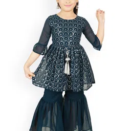 BAESD Girls Floral Embellished Empire Sequinned Georgette A-Line Kurta with Sharara-image-44