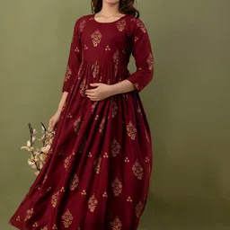 Mialo fashion Printed Maternity Feeding Ethnic Dress-image-1